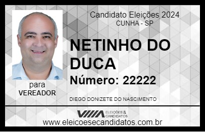 Candidato NETINHO DO DUCA 2024 - CUNHA - Eleições