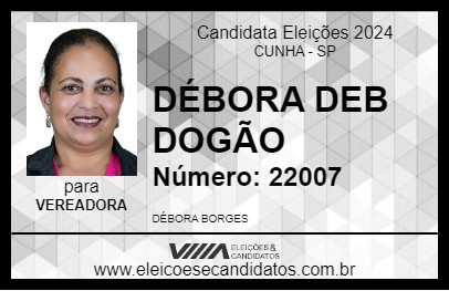 Candidato DÉBORA DEB DOGÃO 2024 - CUNHA - Eleições