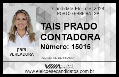 Candidato TAIS PRADO CONTADORA 2024 - PORTO FERREIRA - Eleições