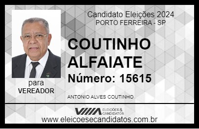 Candidato COUTINHO ALFAIATE 2024 - PORTO FERREIRA - Eleições