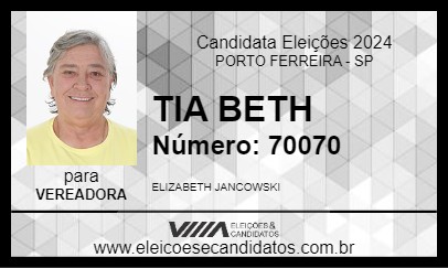 Candidato TIA BETH 2024 - PORTO FERREIRA - Eleições