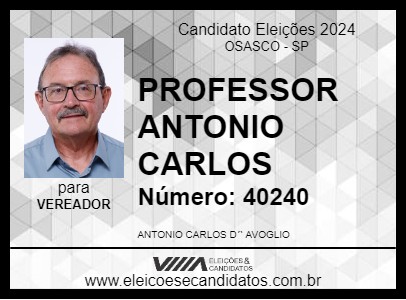 Candidato PROFESSOR ANTONIO CARLOS 2024 - OSASCO - Eleições