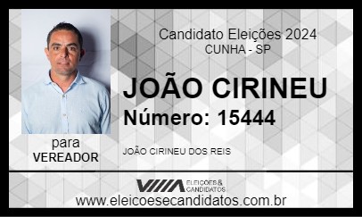 Candidato JOÃO CIRINEU 2024 - CUNHA - Eleições