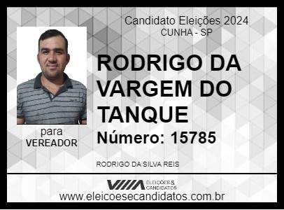 Candidato RODRIGO DA VARGEM DO TANQUE 2024 - CUNHA - Eleições