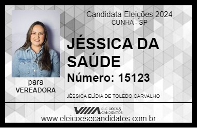 Candidato JÉSSICA DA SAÚDE 2024 - CUNHA - Eleições