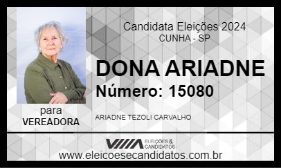 Candidato DONA ARIADNE 2024 - CUNHA - Eleições