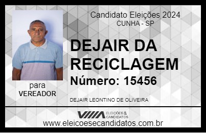 Candidato DEJAIR DA RECICLAGEM 2024 - CUNHA - Eleições