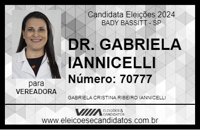 Candidato DR. GABRIELA IANNICELLI 2024 - BADY BASSITT - Eleições