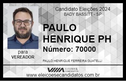 Candidato PAULO HENRIQUE PH 2024 - BADY BASSITT - Eleições