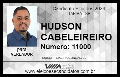 Candidato HUDSON CABELEIREIRO 2024 - ITAPIRA - Eleições