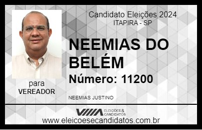 Candidato NEEMIAS DO BELÉM 2024 - ITAPIRA - Eleições