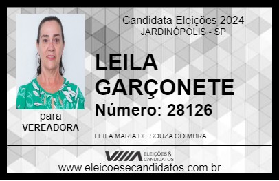 Candidato LEILA GARÇONETE 2024 - JARDINÓPOLIS - Eleições