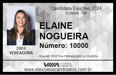 Candidato ELAINE NOGUEIRA 2024 - CUNHA - Eleições