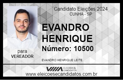 Candidato EVANDRO HENRIQUE 2024 - CUNHA - Eleições