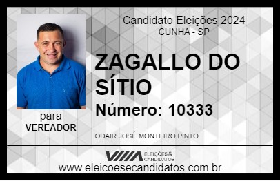 Candidato ZAGALLO DO SÍTIO 2024 - CUNHA - Eleições