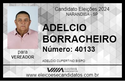 Candidato ADELCIO BORRACHEIRO 2024 - NARANDIBA - Eleições