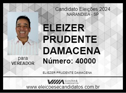 Candidato ELIEZER PRUDENTE DAMACENA 2024 - NARANDIBA - Eleições