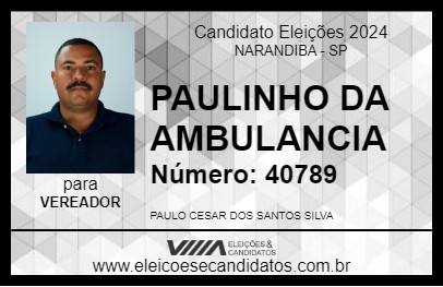 Candidato PAULINHO DA AMBULANCIA 2024 - NARANDIBA - Eleições