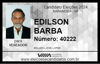 Candidato EDILSON BARBA 2024 - NARANDIBA - Eleições