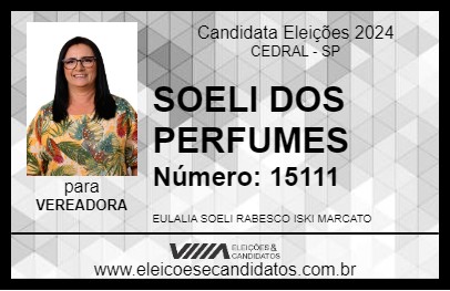 Candidato SOELI DOS PERFUMES 2024 - CEDRAL - Eleições