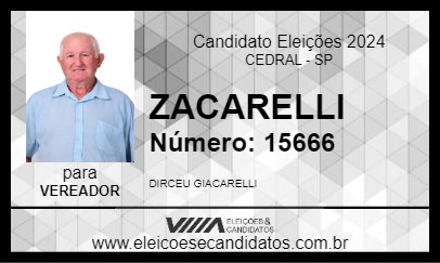 Candidato ZACARELLI 2024 - CEDRAL - Eleições