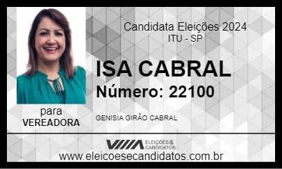 Candidato ISA CABRAL 2024 - ITU - Eleições