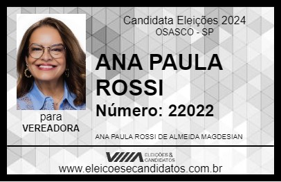 Candidato ANA PAULA ROSSI 2024 - OSASCO - Eleições