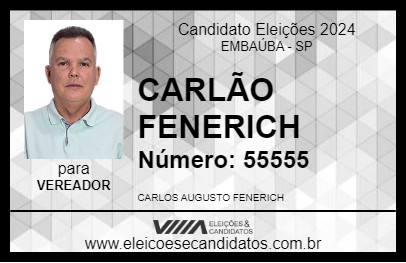 Candidato CARLÃO FENERICH 2024 - EMBAÚBA - Eleições