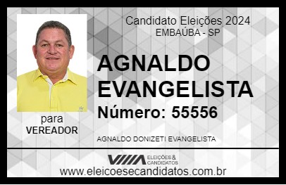 Candidato AGNALDO EVANGELISTA 2024 - EMBAÚBA - Eleições