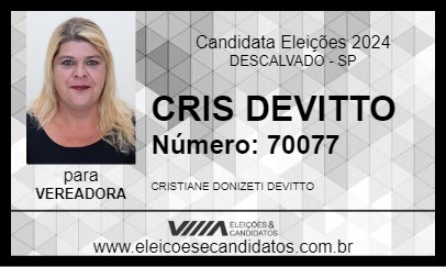 Candidato CRIS DEVITTO 2024 - DESCALVADO - Eleições