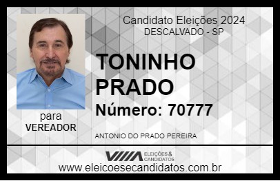 Candidato TONINHO PRADO 2024 - DESCALVADO - Eleições