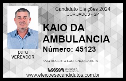 Candidato KAIO DA AMBULANCIA 2024 - COROADOS - Eleições