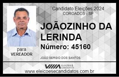 Candidato JOÃOZINHO DA LERINDA 2024 - COROADOS - Eleições