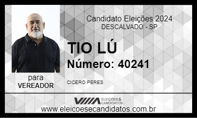 Candidato TIO LÚ 2024 - DESCALVADO - Eleições