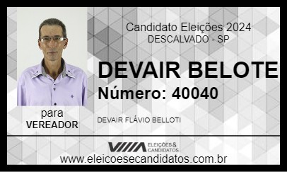 Candidato DEVAIR BELOTE 2024 - DESCALVADO - Eleições