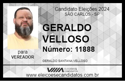 Candidato GERALDO VELLOSO 2024 - SÃO CARLOS - Eleições