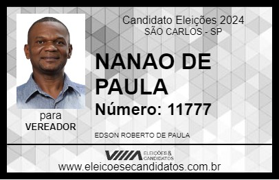 Candidato NANAO DE PAULA 2024 - SÃO CARLOS - Eleições