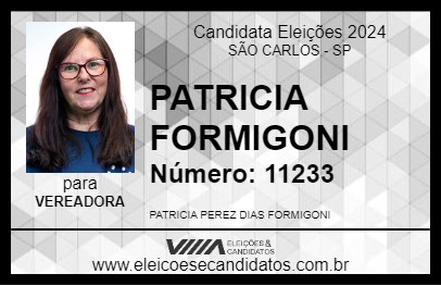 Candidato PATRICIA FORMIGONI 2024 - SÃO CARLOS - Eleições