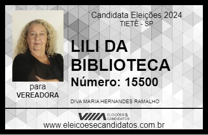 Candidato LILI DA BIBLIOTECA 2024 - TIETÊ - Eleições