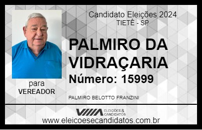 Candidato PALMIRO DA VIDRAÇARIA 2024 - TIETÊ - Eleições