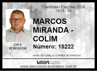 Candidato MARCOS MIRANDA - COLIM 2024 - TIETÊ - Eleições