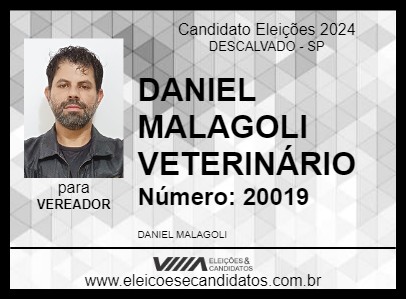 Candidato DANIEL MALAGOLI VETERINÁRIO 2024 - DESCALVADO - Eleições