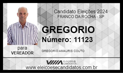 Candidato GREGORIO 2024 - FRANCO DA ROCHA - Eleições