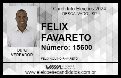 Candidato FELIX FAVARETO 2024 - DESCALVADO - Eleições