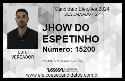 Candidato JHOW DO ESPETINHO 2024 - DESCALVADO - Eleições