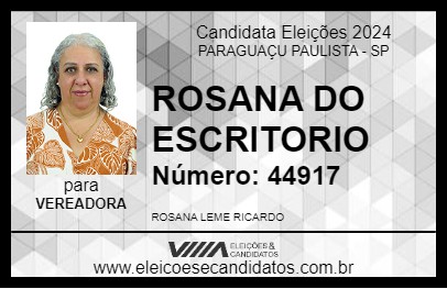 Candidato ROSANA DO ESCRITORIO 2024 - PARAGUAÇU PAULISTA - Eleições