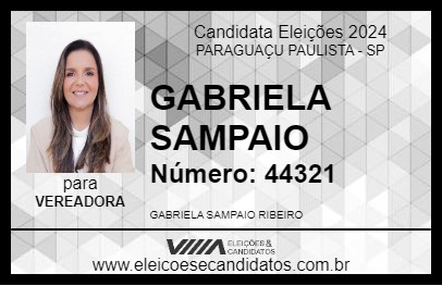 Candidato GABRIELA SAMPAIO 2024 - PARAGUAÇU PAULISTA - Eleições