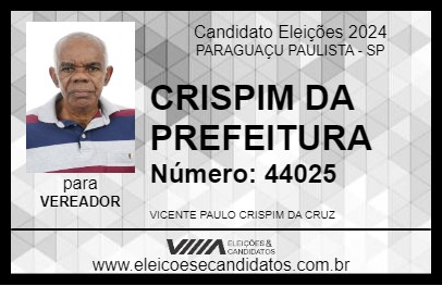 Candidato CRISPIM DA PREFEITURA 2024 - PARAGUAÇU PAULISTA - Eleições