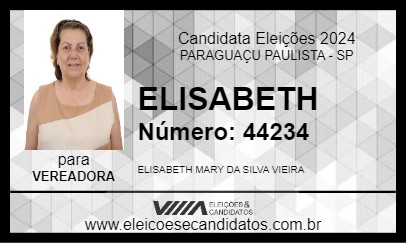 Candidato ELISABETH 2024 - PARAGUAÇU PAULISTA - Eleições