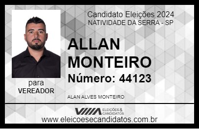 Candidato ALLAN MONTEIRO 2024 - NATIVIDADE DA SERRA - Eleições